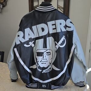 Y2K Rare Oakland Raiders Leather Varsity Jacket - NFL